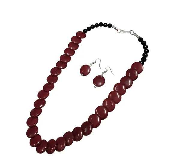 Maroon_Beaded_Necklace_And_Earrings_Set_for_Women
