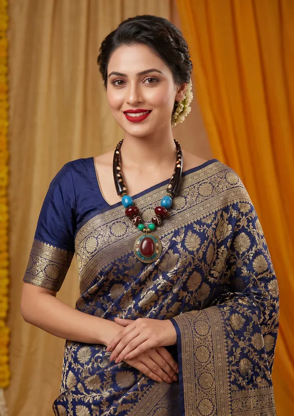 Navy_Blue_Silk_Brocade_Saree_for_Women
