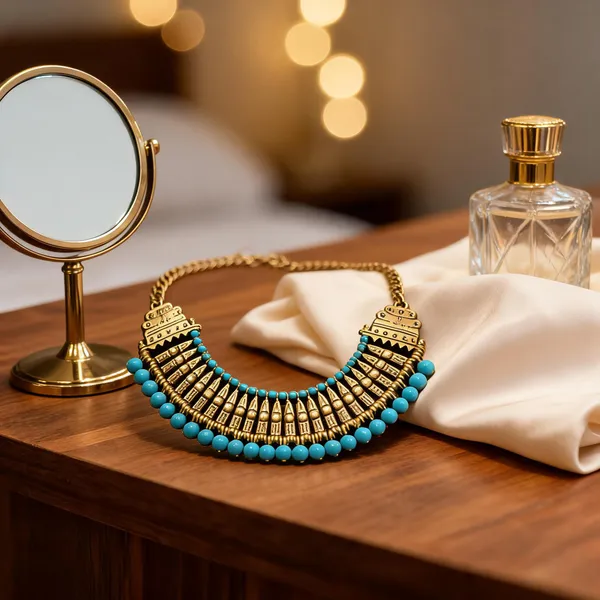 Gold_Turquoise_Brass_Glass_Layered_Statement_Necklace_For_Women