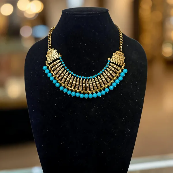 Gold_Turquoise_Brass_Glass_Layered_Statement_Necklace_For_Women