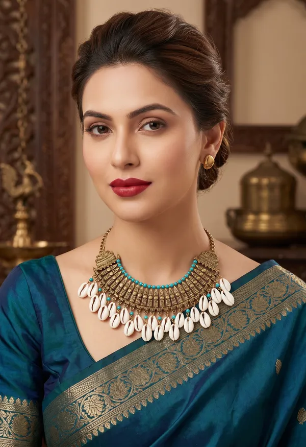 Gold_Tone_Cowrie_Shell_Necklace_Set_for_Women
