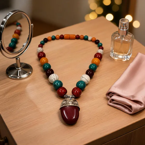 Multicolour_Resin_Wood_Beaded_Pendant_Necklace_For_Women