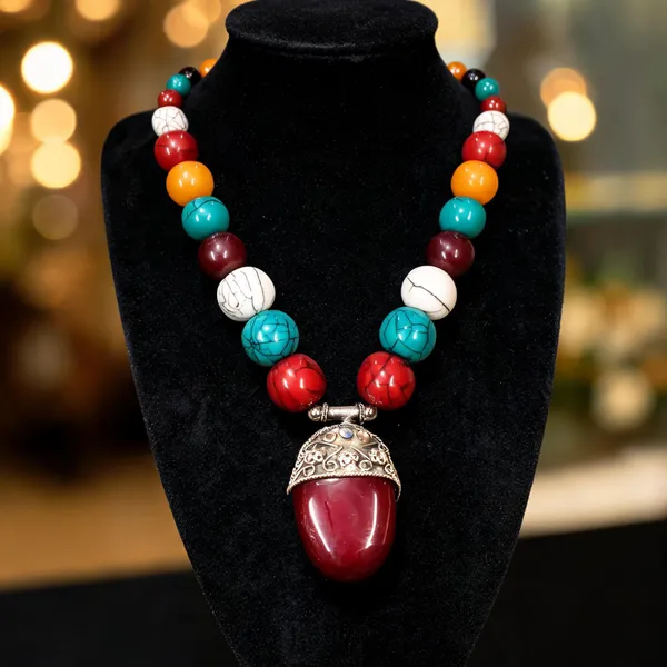Multicolour_Resin_Wood_Beaded_Pendant_Necklace_For_Women