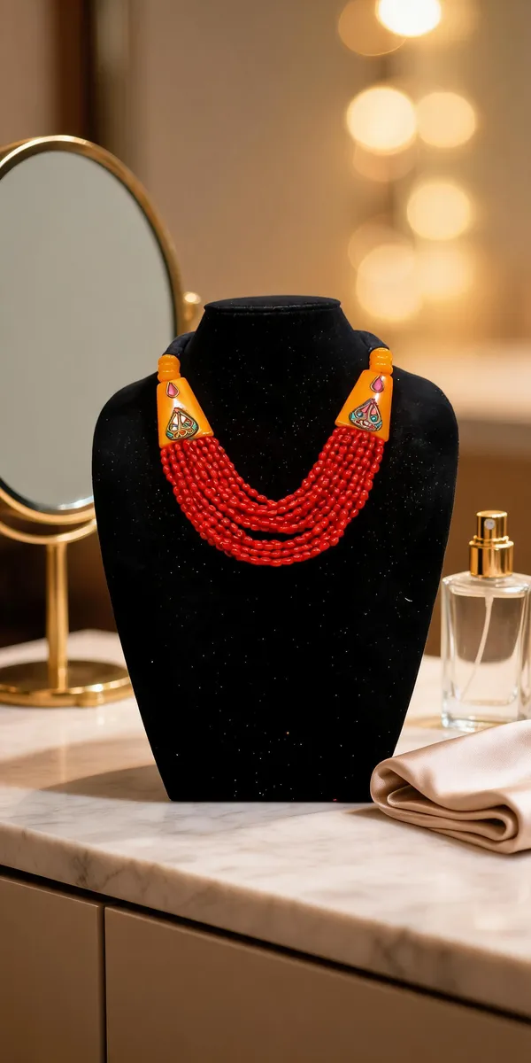 Red_Resin_Glass_Multi_Strand_Layered_Necklace_For_Women
