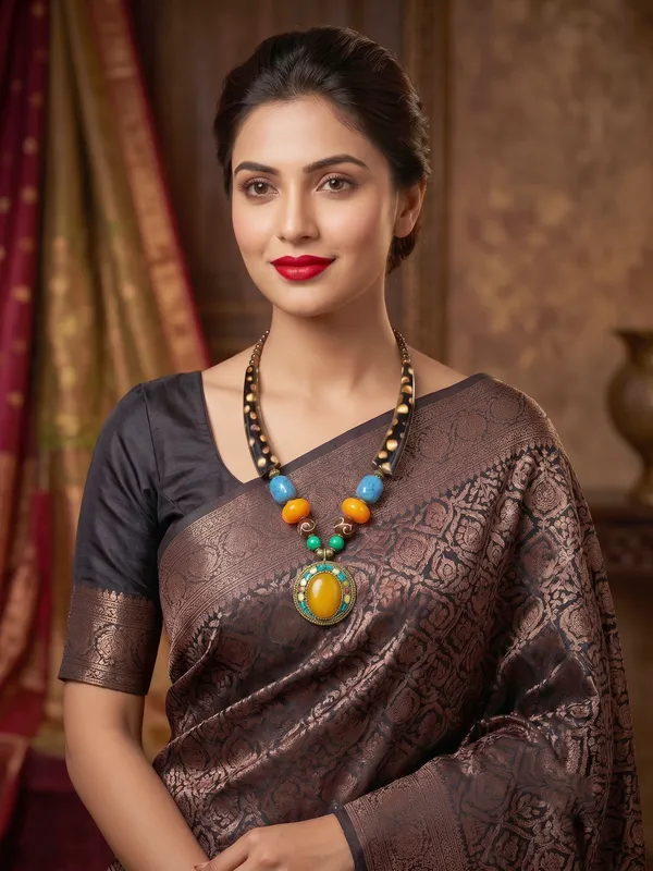 Brown_Jacquard_Woven_Saree_for_Women