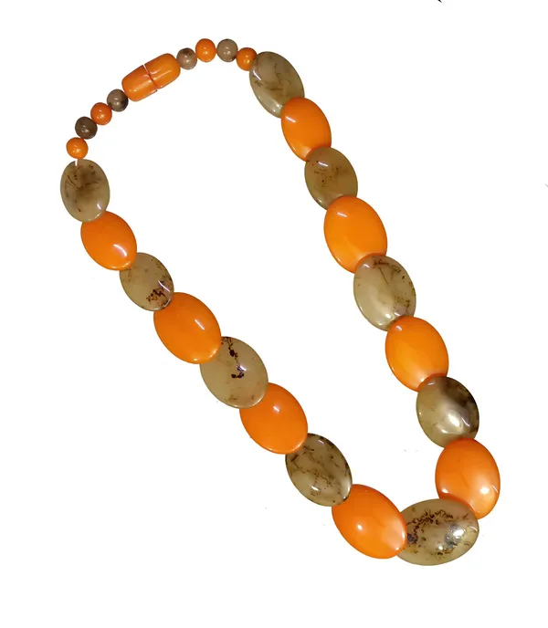 Orange_Brown_Beaded_Stone_Necklace