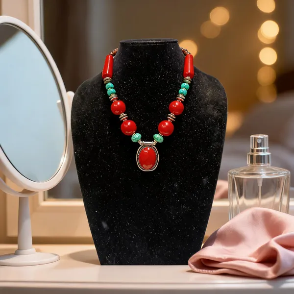 Red_Beaded_Pendant_Necklace_For_Women