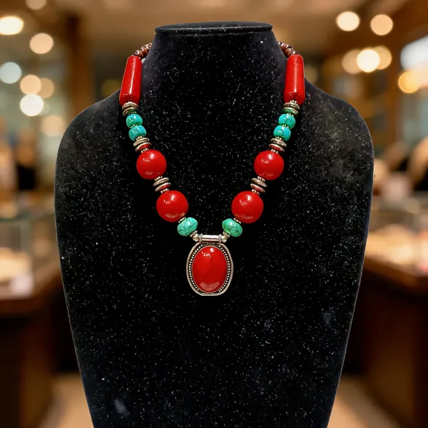 Red_Beaded_Pendant_Necklace_For_Women