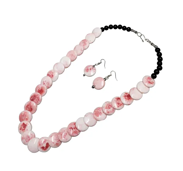 Pink_Beaded_Necklace_And_Earrings_Set_for_Women