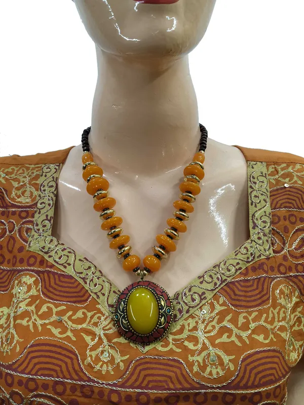Orange_Beaded_Statement_Necklace_for_Women