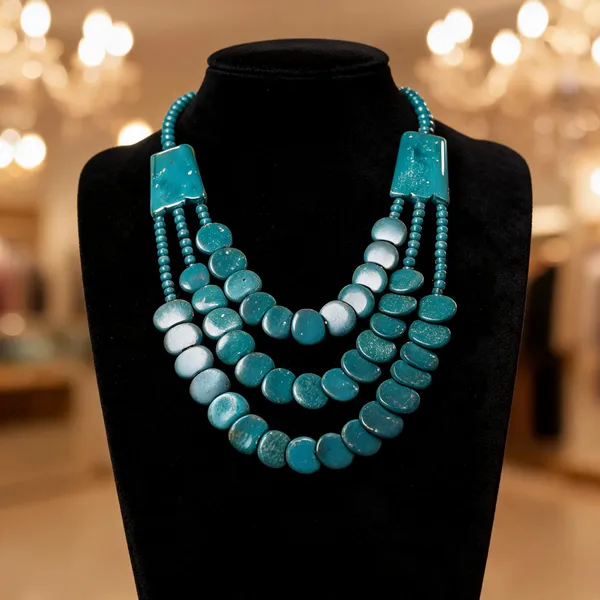 Turquoise_Wood_Resin_Layered_Beaded_Necklace_For_Women