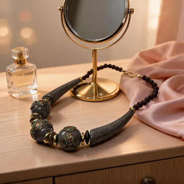 Black_Resin_Wood_Beaded_Statement_Necklace_For_Women