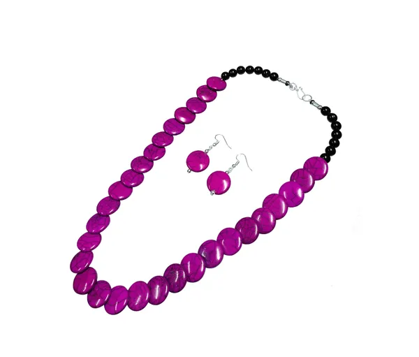 Pink_Beaded_Necklace_And_Earrings_Set