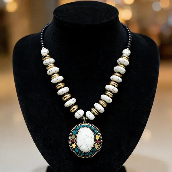 White_Brass_Glass_Beaded_Statement_Necklace_For_Women