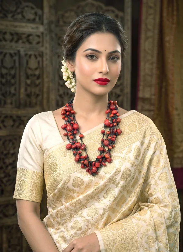 Cream_Woven_Saree_For_Women