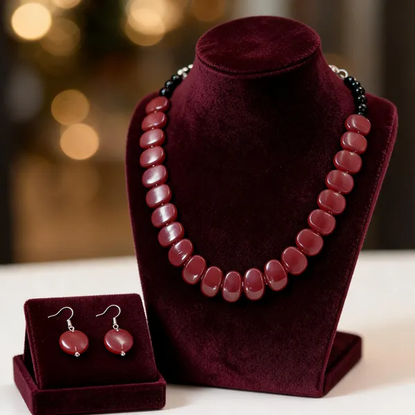 Maroon_Resin_Beaded_Necklace_And_Earrings_Set_For_Women