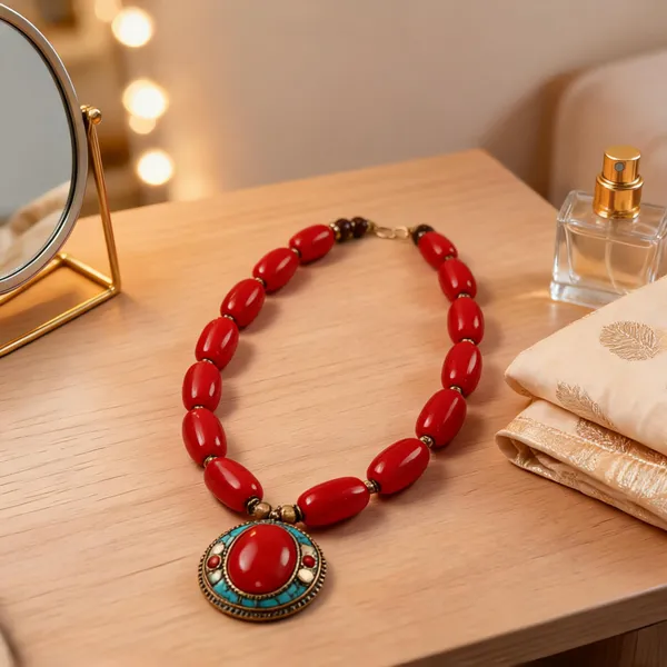 Red_Resin_Beaded_Statement_Necklace_For_Women