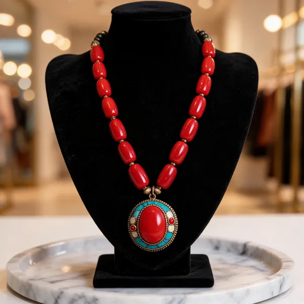 Red_Resin_Beaded_Statement_Necklace_For_Women
