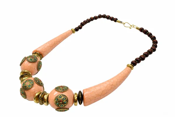 Peach_Beaded_Statement_Necklace_for_Women