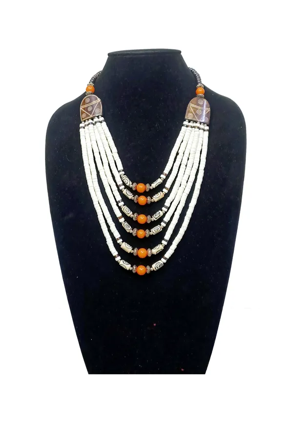 White_Beaded_Multi-Layer_Statement_Necklace