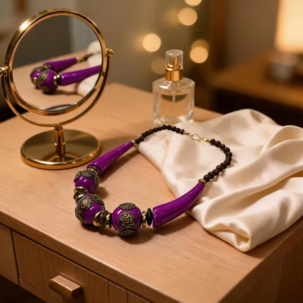 Purple_Resin_Wood_Beaded_Statement_Necklace_For_Women