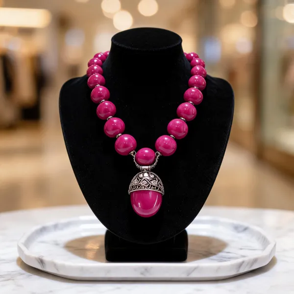 Pink_Beaded_Statement_Necklace_For_Women