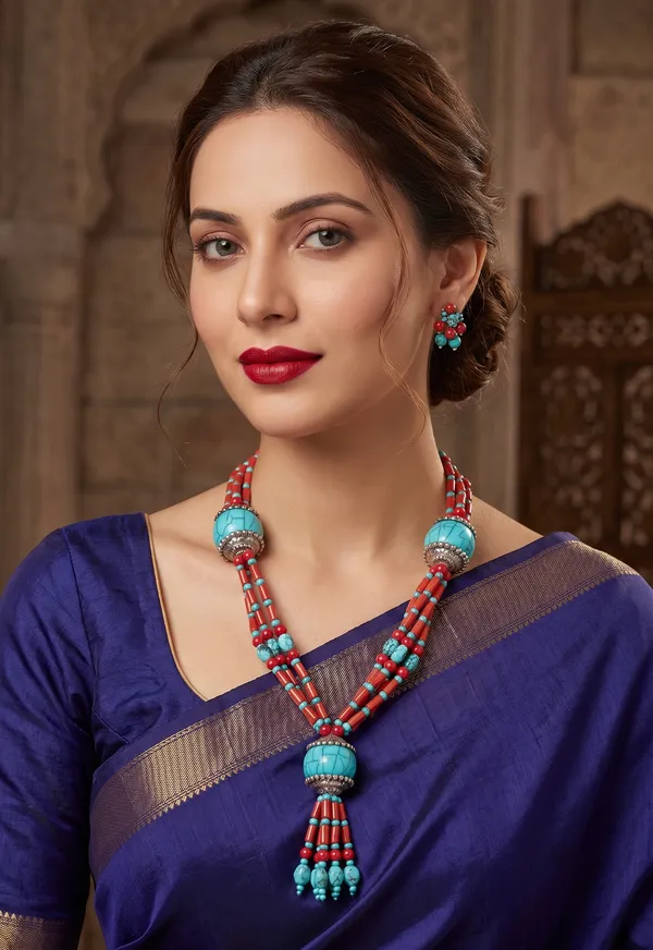Red_Turquoise_Beaded_Necklace_Set_for_Women