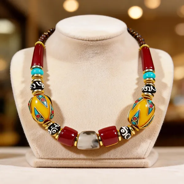 Multicolour_Resin_Stone_Beaded_Statement_Necklace_For_Women