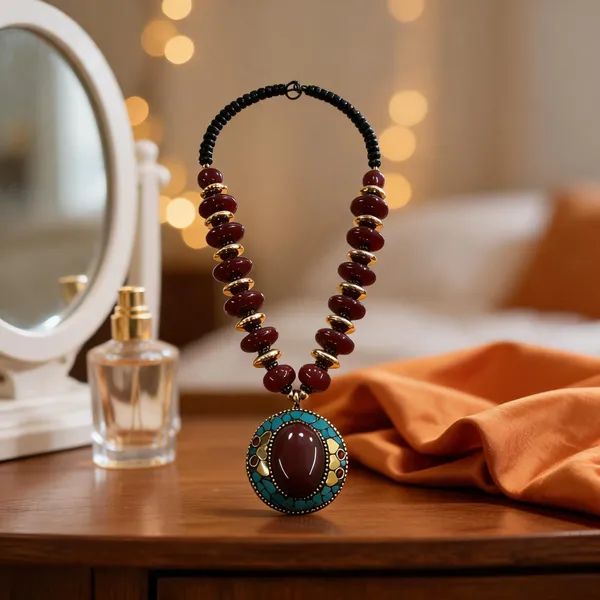 Maroon_Brass_Glass_Beaded_Statement_Necklace_For_Women