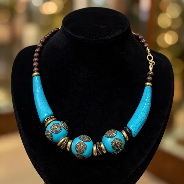 Blue_Resin_Wood_Beaded_Statement_Necklace_For_Women