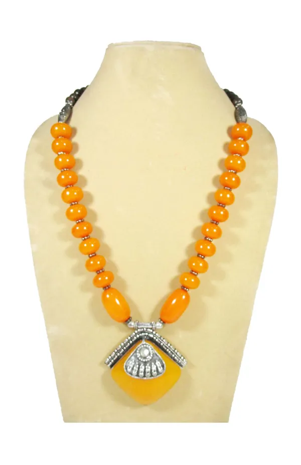 Orange_Beaded_Statement_Necklace_For_Women