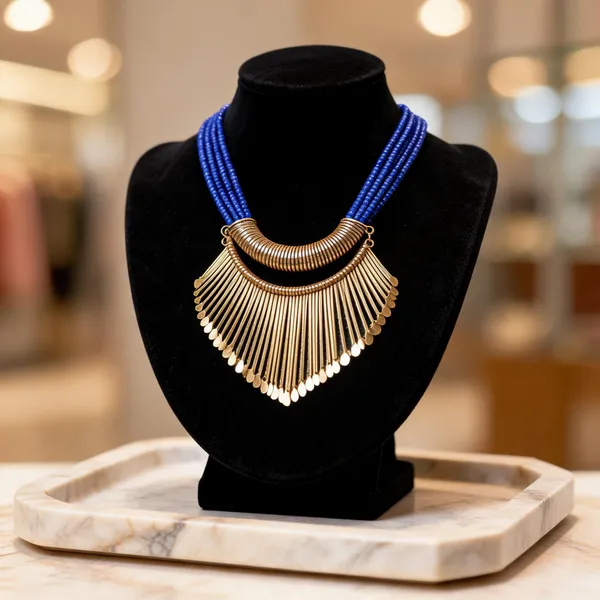Blue_Glass_Brass_Layered_Statement_Necklace_For_Women