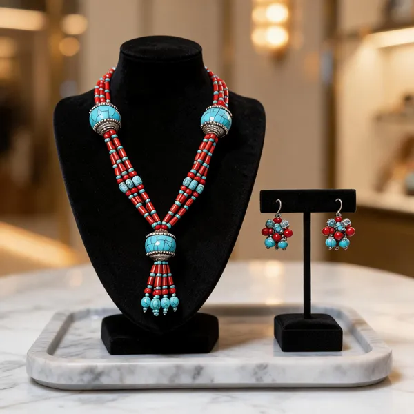 Red_Turquoise_Glass_Resin_Metal_Beaded_Necklace_Set_For_Women