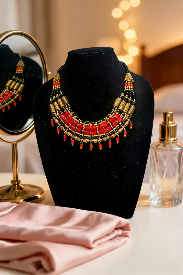 Red_Brass_Glass_Beaded_Traditional_Necklace_For_Women