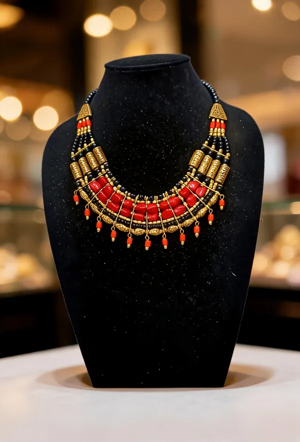 Red_Brass_Glass_Beaded_Traditional_Necklace_For_Women