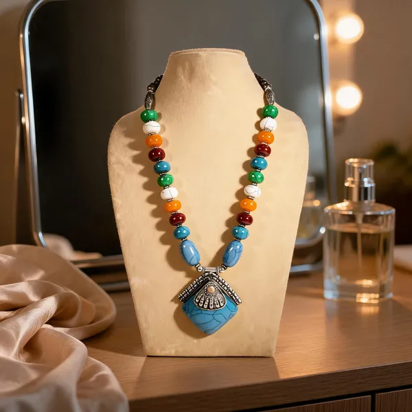 Blue_Multicolour_Beaded_Statement_Necklace_For_Women