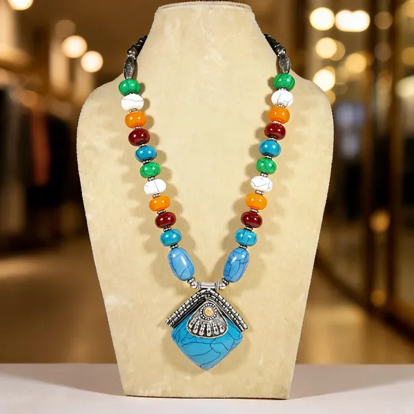Blue_Multicolour_Beaded_Statement_Necklace_For_Women