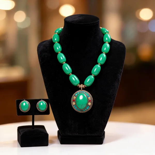 Green_Resin_Beaded_Jewellery_Set_For_Women