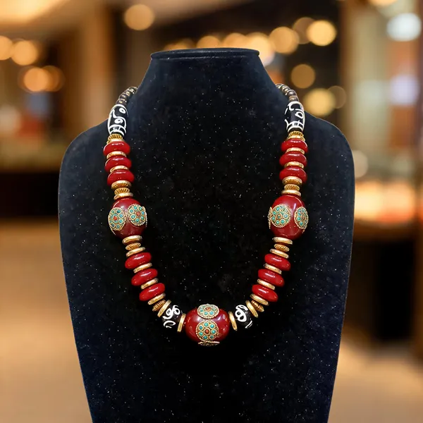 Red_Beaded_Statement_Necklace_For_Women