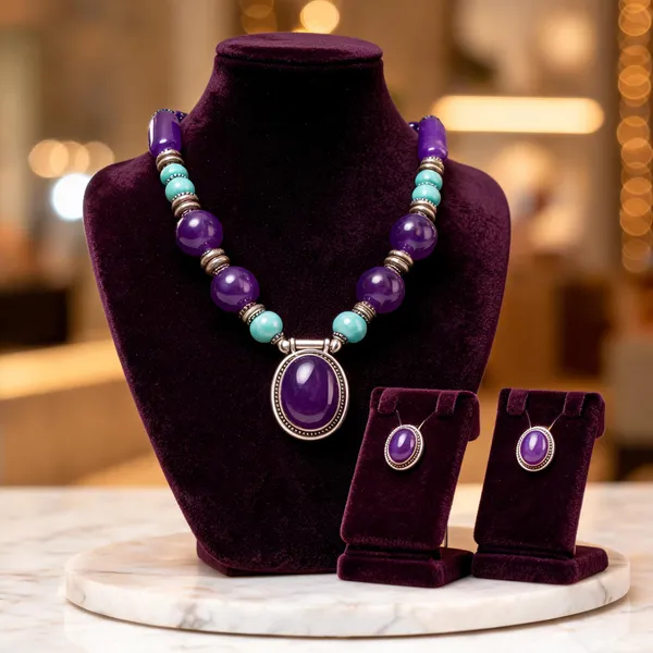Purple_Resin_Stone_Beaded_Necklace_Set_For_Women