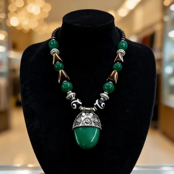 Green_Beaded_Statement_Necklace_For_Women