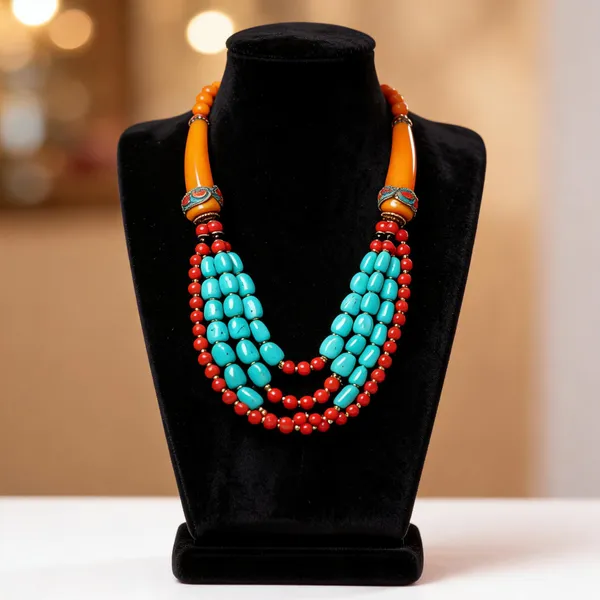 Multicolour_Glass_Resin_Beaded_Layered_Necklace_For_Women