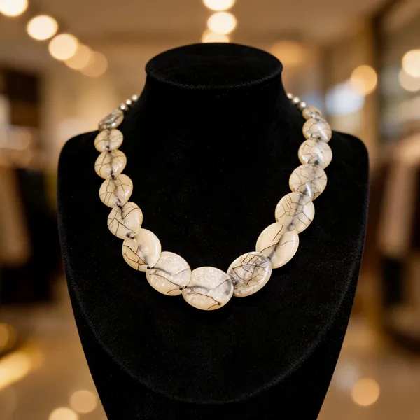 Cream_Resin_Beaded_Statement_Necklace_For_Women