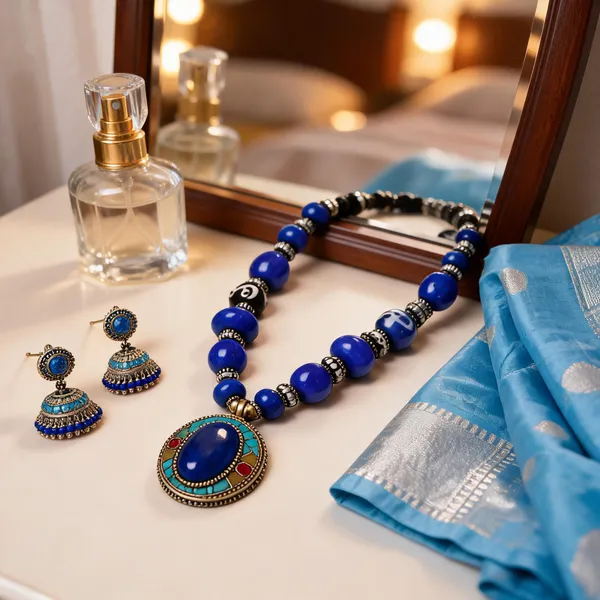 Blue_Resin_Stone_Metal_Layered_Beaded_Necklace_Set_For_Women