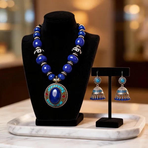 Blue_Resin_Stone_Metal_Layered_Beaded_Necklace_Set_For_Women