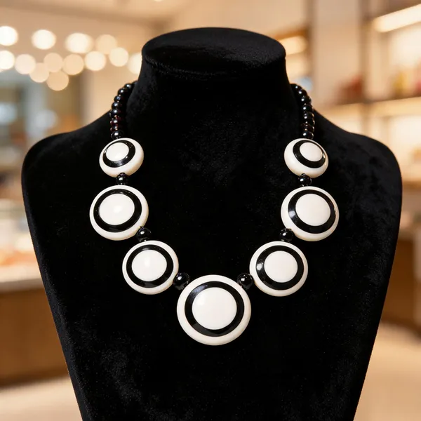 Black_White_Resin_Circular_Bead_Statement_Necklace_For_Women