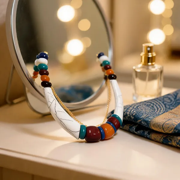 Multicolour_Resin_Beaded_Collar_Statement_Necklace_For_Women