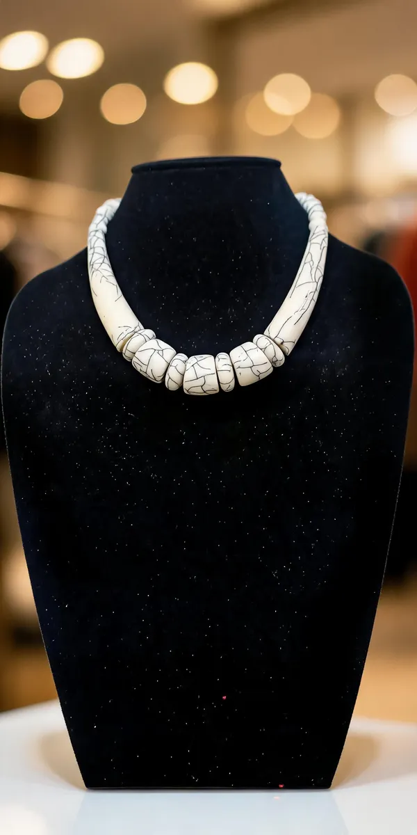 White_Resin_Chunky_Beaded_Statement_Necklace_For_Women