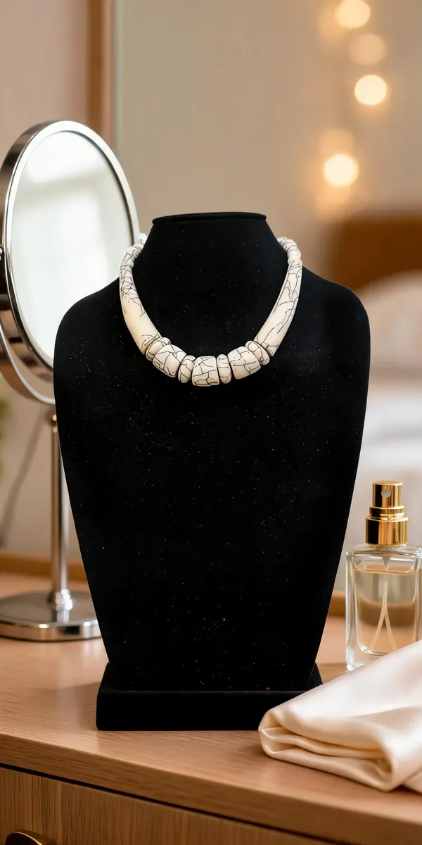 White_Resin_Chunky_Beaded_Statement_Necklace_For_Women