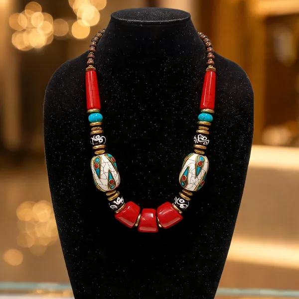 Red_Resin_Wood_Stone_Beaded_Statement_Necklace_For_Women